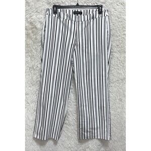 Eloquii Pants Womens Size 14 Black White Stripe Wide Leg Trouser Stretch Comfort